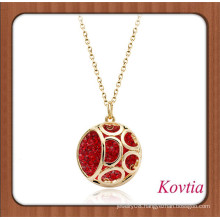 NEW arrival fully pave red crystal dubai gold jewelry necklace red coral jewelry